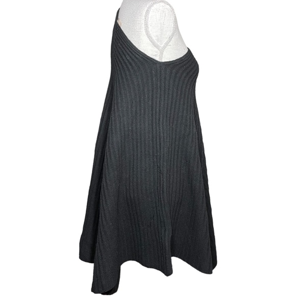100% Merino Wool Sweater Dress M Sweaterdress One Shoulder A-Line Button RIbbed - Picture 3 of 12